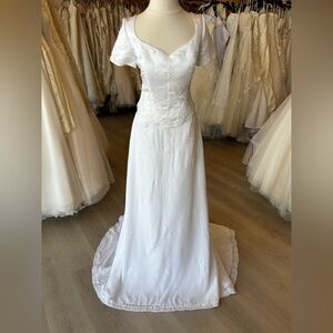 White Embellished Tiered Gown with Sweetheart Neckline